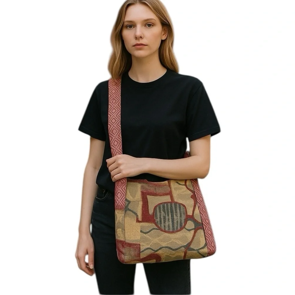 Reversible Embroidered Denim Tote Bag